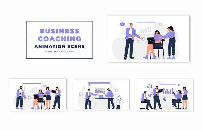 Business Coaching Concept Flat Design Character Animation Scene